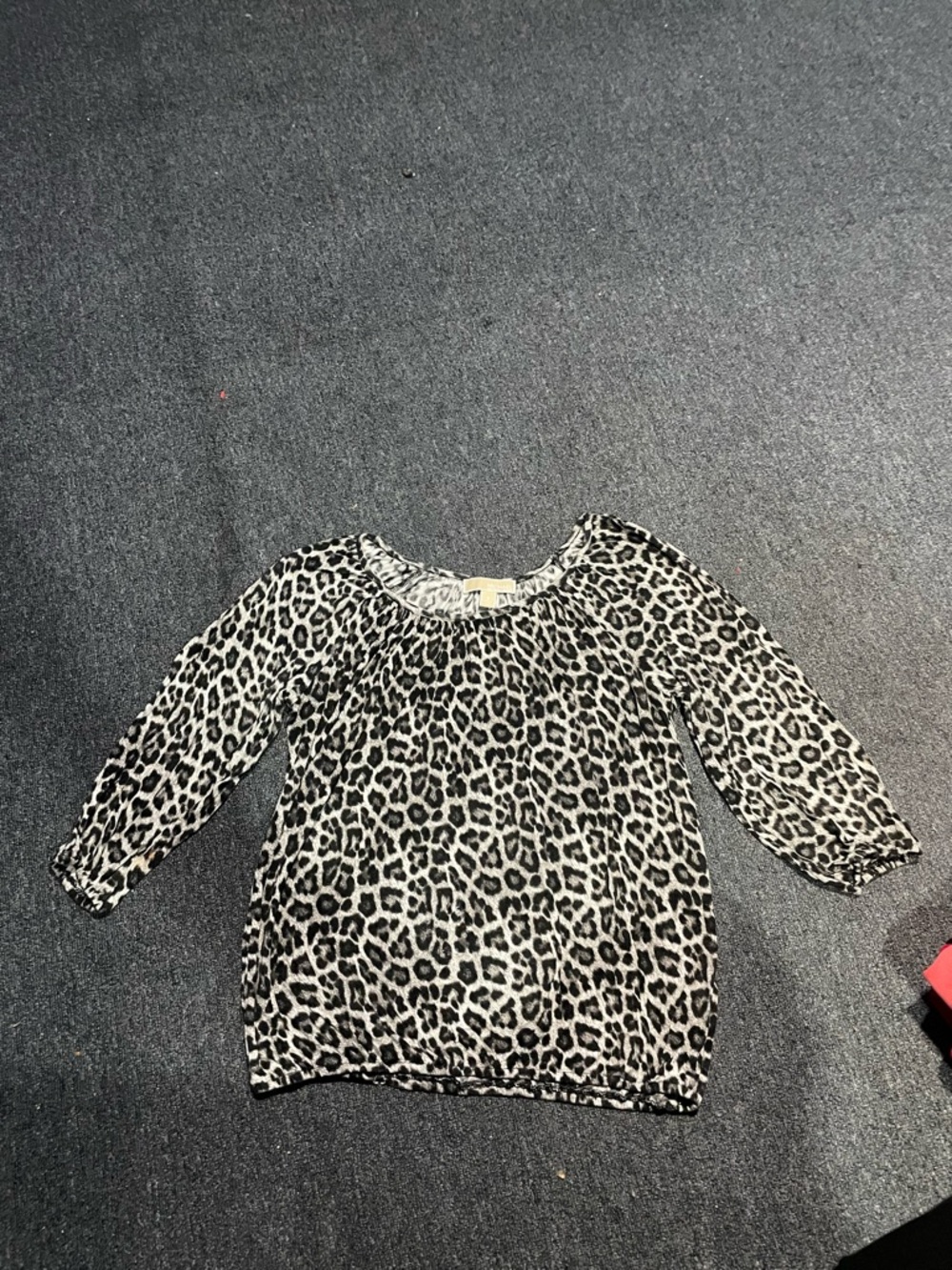 Michael Kors Black & White Leopard Print Peasant Blouse